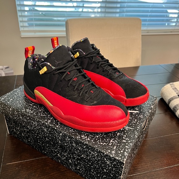 Jordan retro 12 lows. Black/Varsity Red/Gold - Picture 3 of 5